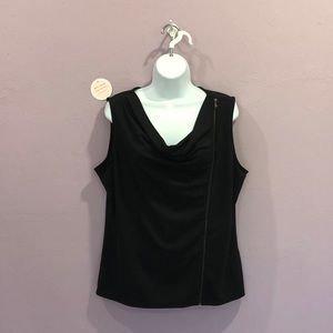 Rafaella Sleeveless Black Zipper Polyester Top L